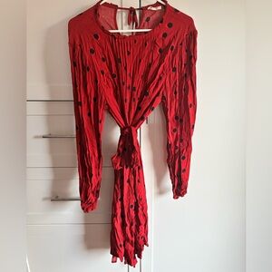 Seraphine Red and Black Polka Dot Maternity Dress